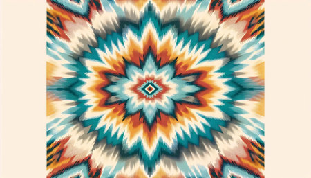 A Desert Mirage Ikat bright boho ethnic texture seamless pattern, Ai generated image