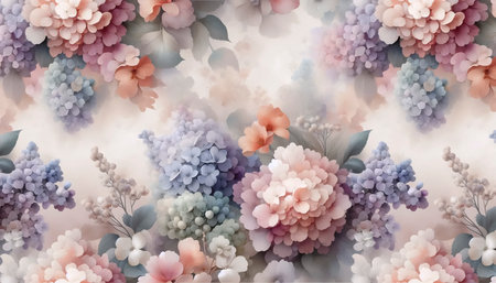 A pastel flowers seamless pattern, Ai generated image