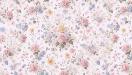 A pastel floral print seamless pattern, Ai generated image