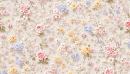A pastel floral print seamless pattern, Ai generated imageの写真素材