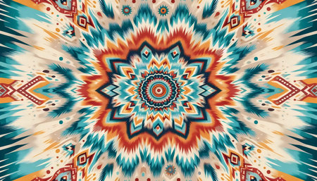 A Desert Mirage Ikat bright boho ethnic texture seamless pattern, Ai generated image