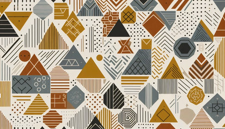 An abstract geometric boho pattern seamless design, Ai generated image