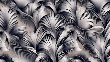 A streamlined Art Deco fan and zigzag seamless pattern, Ai generated image