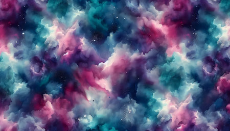 An abstract watercolor nebula seamless pattern, Ai generated imageの写真素材