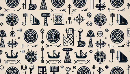 A minimalist Scandinavian folklore seamless pattern, Ai generated image