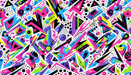 A bold Memphis style geometric seamless pattern, Ai generated image
