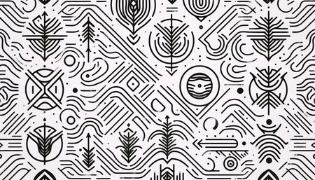 A modern abstract tribal line art seamless pattern, Ai generated image