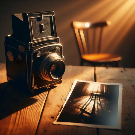 A vintage film camera with a single photo, Ai generated imageの写真素材