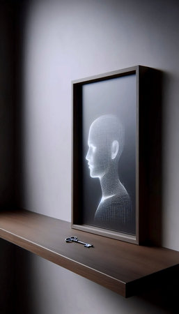 A minimalist hologram frame illusion, Ai generated imageの写真素材