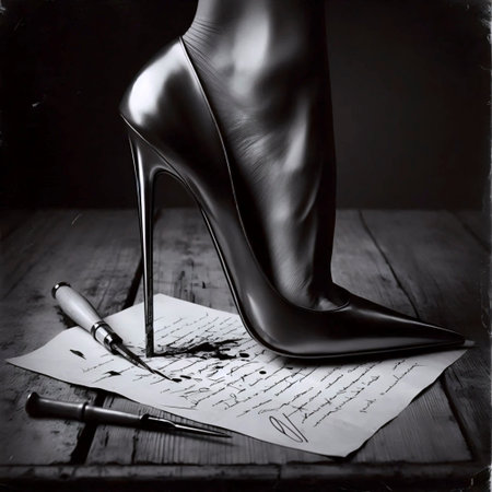 A stiletto heel piercing a love letter