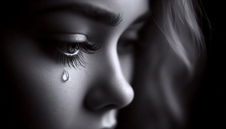 A shot of the eye with the droplet about to fall, Ai generated imageの写真素材