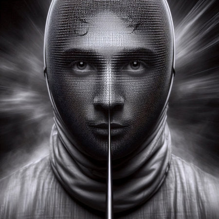 A tight, portrait isolated within the motion of a swordsman, Ai generated imageの写真素材