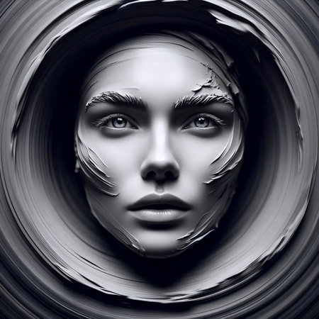 A tight, portrait isolated within the motion of a potter at the wheel.の写真素材