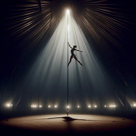 A 1920s circus aerialist in mid-balance, Ai generated image