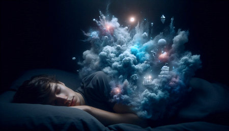 A sleepers breath as watercolor dreams, Ai generated image