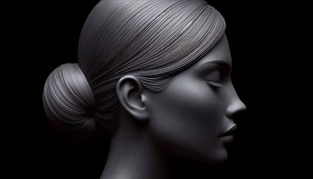 A profile portrait focusing solely on skin and hair texture, Ai generated image