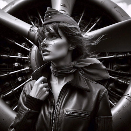 A 1940s female pilot portrait, Ai generated image