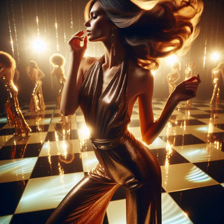 A dynamic and vibrant cinematic capture of disco era liberation