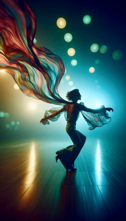A dynamic and vibrant cinematic capture of disco era flow, Ai generated image