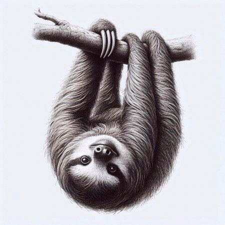 A Sloth ink drawing art print, Ai generated imageの写真素材