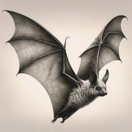 A mysterious bat ink drawing art print, Ai generated image
