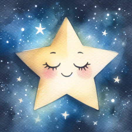 A Dreamy Star watercolor art print, Ai generated image