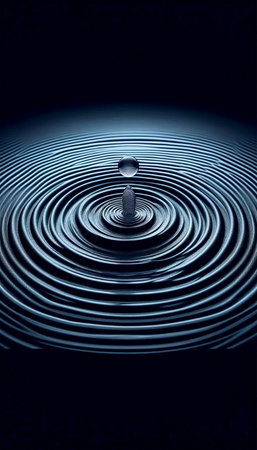 An extreme close-up mockup of water surface tension disturbed by a single drop, showing perfect...