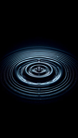 An extreme close-up mockup of water surface tension disturbed by a single drop, showing perfect...