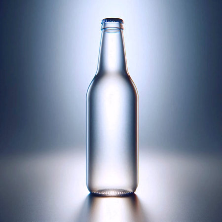 A clear plastic shrink sleeve mockup applied to a generic glass bottle, Ai generated imageの写真素材