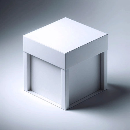 A matte white cardboard box mockup with closed tuck flaps, Ai generated image