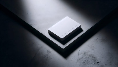 A single matte finish business card mockup lying at an angle on a raw concrete slab, Ai generated...
