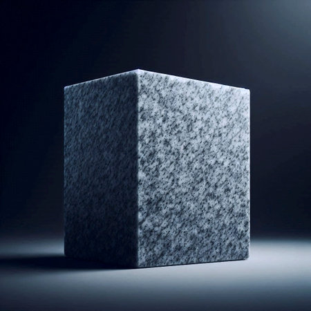 A smooth rectangular granite slab mockup, isolated on muted backdrop.