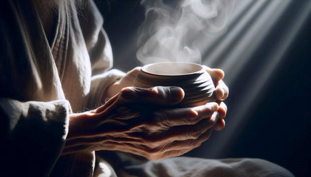 A mindful coffee ritual as a form of morning meditation, Ai generated image