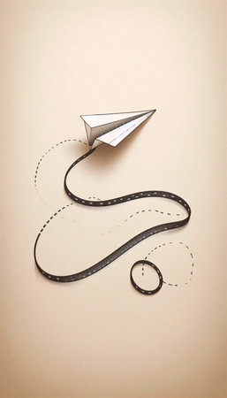 A Paper Airplane in Flight ink drawing art print, Ai generated image