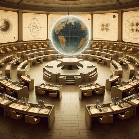 A classroom of the future with individual learning pods and a large holographic globe, Ai generated...