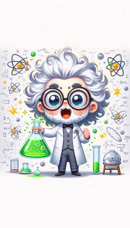 A chibi version of a famous scientist, Ai generated image