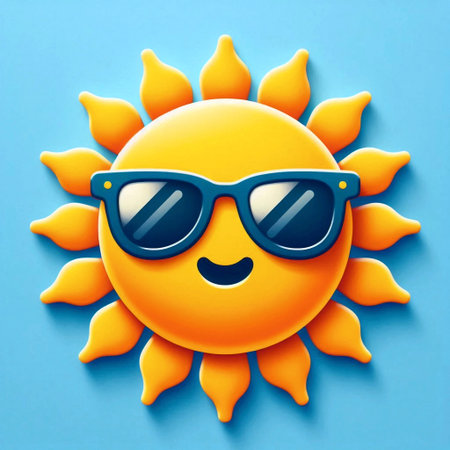 A smiling sun with sunglasses, Ai generated image