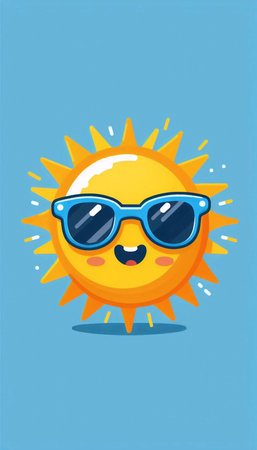 A smiling sun with sunglasses, Ai generated imageの写真素材