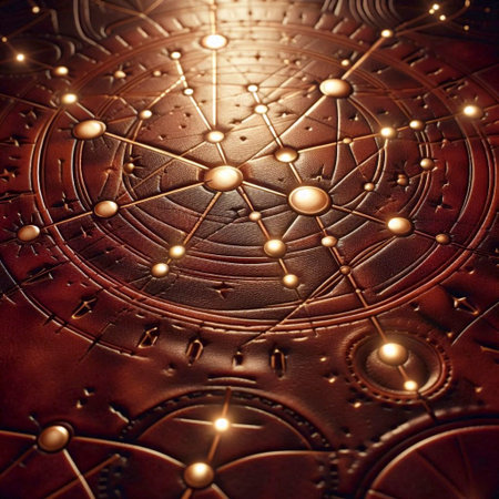 A constellation formed by tiny holes in leather, Ai generated imageの写真素材