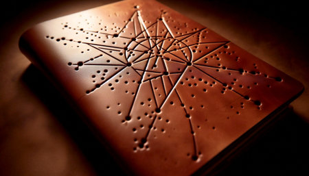 A constellation formed by tiny holes in leather, Ai generated image
