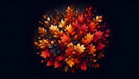 A burning bush depicted with autumn leaves, Ai generated imageの写真素材