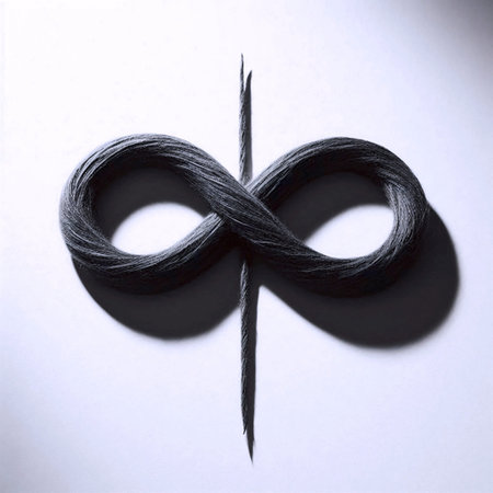 A single, rough wool thread forming a loop eternity and a cross, Ai generated imageの写真素材