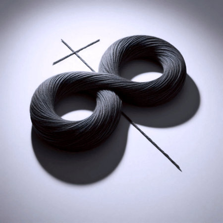 A single, rough wool thread forming a loop and a cross, Ai generated image