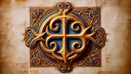 Illuminated manuscript page with Chi Rho monogram