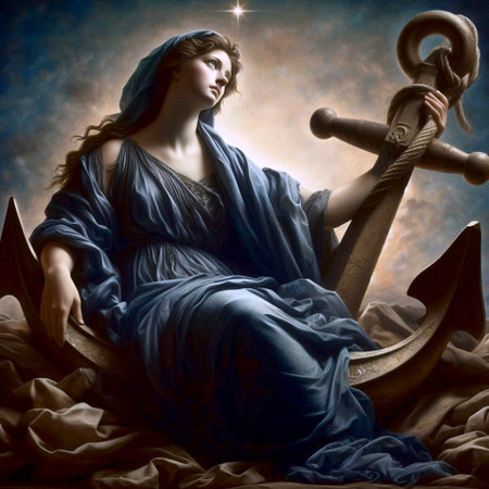An allegory of Hope with anchor, oil on canvas, Ai generated imageの写真素材