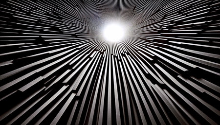 Detail of a corrugated metal wall, with sunlight creating parallel lines of absolute white and deep black, Ai generated imageの写真素材