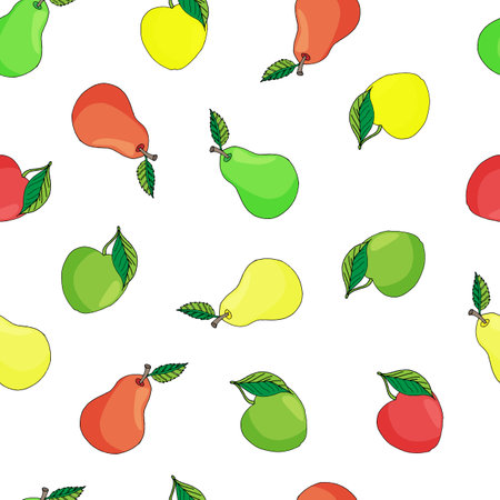seamless pattern pears and apples