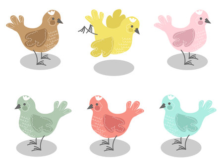 vector illustration set of colorful birdsのイラスト素材