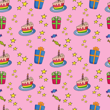 vector illustration seamless pattern birthdayのイラスト素材
