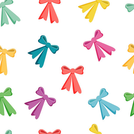 vector illustration seamless pattern of colored retro bows of ribbonsのイラスト素材